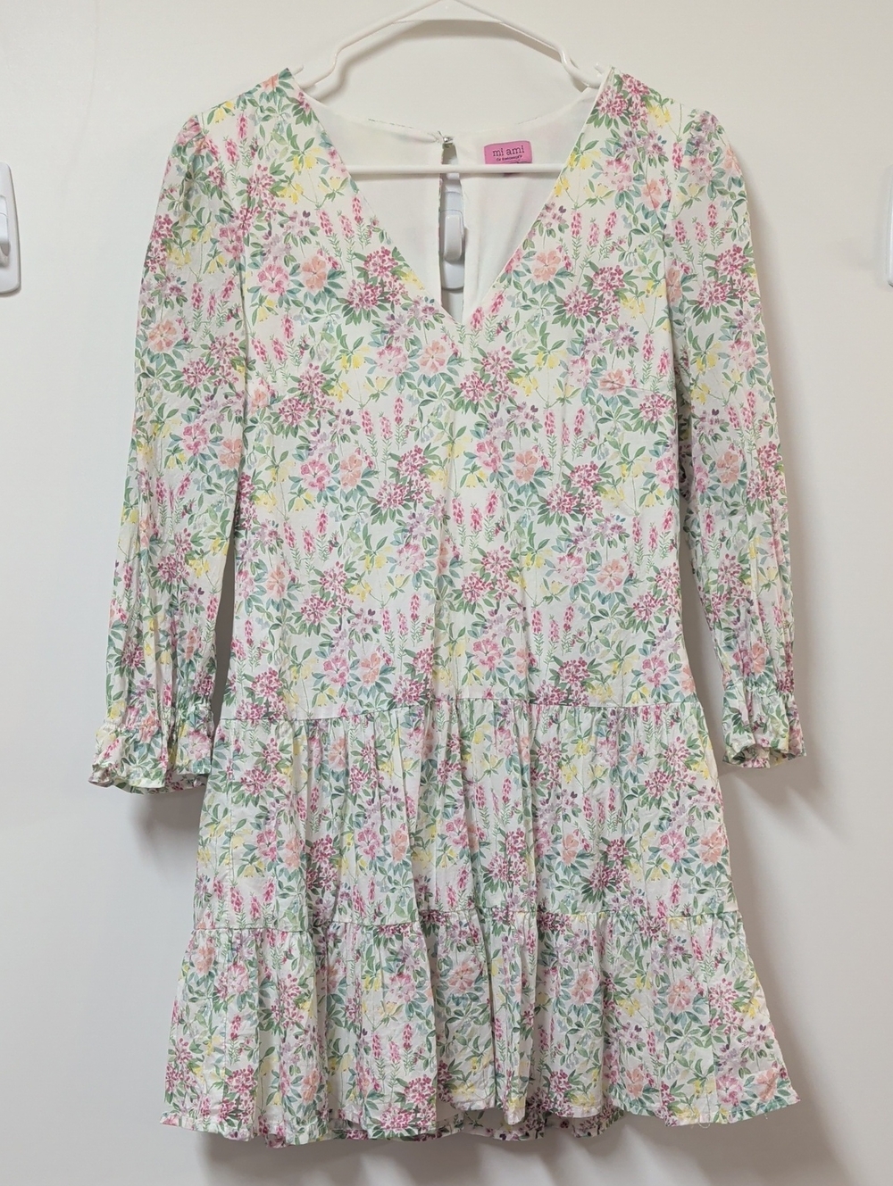 Mi Ami Floral Tiered Long Sleeve Mini Dress Size Small